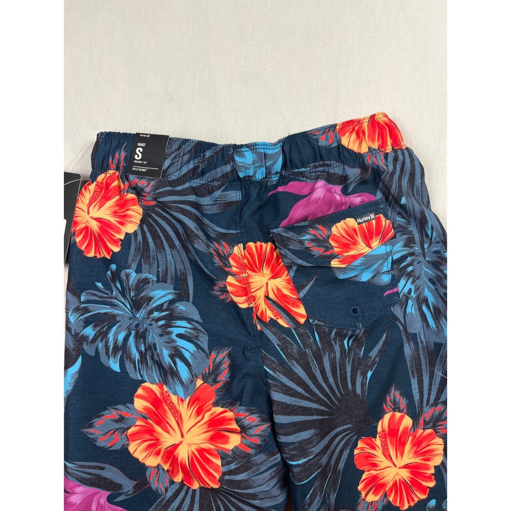 Hurley Boys Valerian Blue Tropical Hibiscus Swim Trunks Board Shorts Size S 8 - Picture 4 of 4